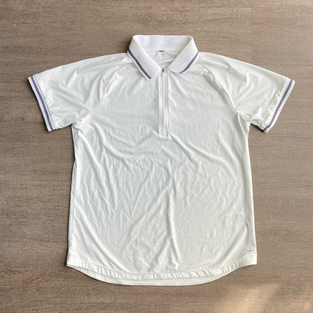 Small Women’s Mondetta White 1/4 Zip Short Sleeve Polo Shirt 1249
